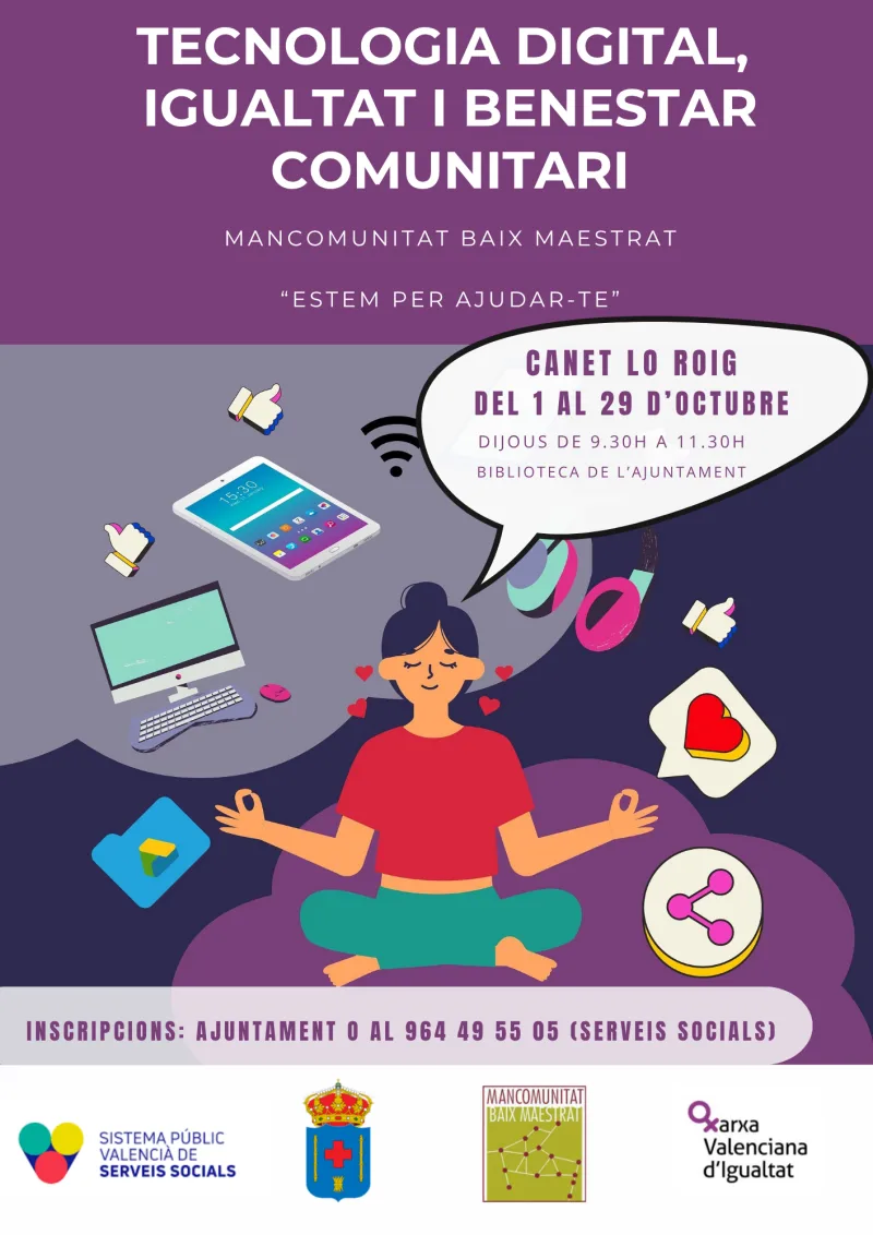Cartel de Taller Tecnología Digital, Igualdad y Bienestar Comunitario