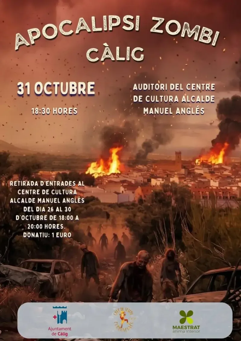 Cartel de Halloween 2026 en Càlig: el apocalipsis zombi y el pasaje del terror